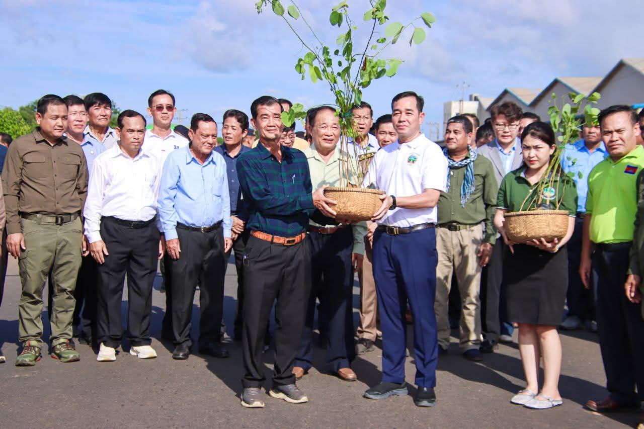 ថ្នាក់ដឹកនាំខេត្តកំពង់ចាម រួមជាមួយ ក្រសួង សាធារណការ បើកយុទ្ធនាការដាំដើមជើងគោ អមសងខាងបណ្តោយផ្លូវជាតិលេខ៧ ដើម្បីលម្អទេសភាពបៃតង និងការពារជើងទេរ នៅស្រុកព្រៃឈរ និងស្រុកជើងព្រៃ