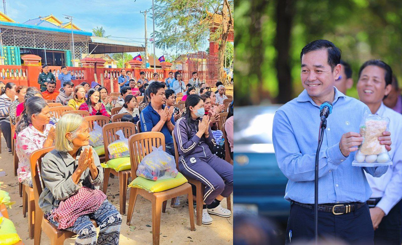 គ្រួសារវីរកងទ័ព និងពលរដ្ឋភៀសសឹកពីព្រំដែន កម្ពុជា-ថៃ មកស្នាក់នៅស្រុកចំការលើ បានទទួលការឧបត្ថម្ភពីរដ្ឋបាលខេត្តកំពង់ចាម 