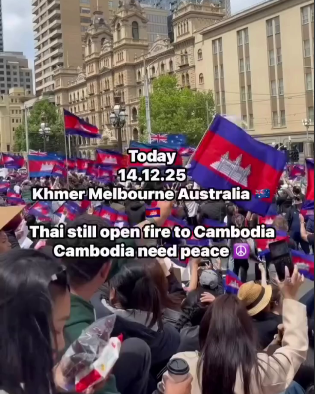 បងប្អូនប្រជាពលរដ្ឋខ្មែររស់នៅប្រទេសអូស្ត្រាលីរាប់ពាន់នាក់ បានមកជួបជុំនៅក្នុងទីក្រុងមែលប៊ន (Melbourne) សម្តែងការតវ៉ាចំពោះការបន្តឈ្លានពានប្រទេសកម្ពុជាពីសំណាក់ប្រទេសថៃ និងស្នើឱ្យសហគមន៍អន្តរជាតិ ជួយបញ្ឈប់អំពើឈ្លានពានរបស់ថៃ